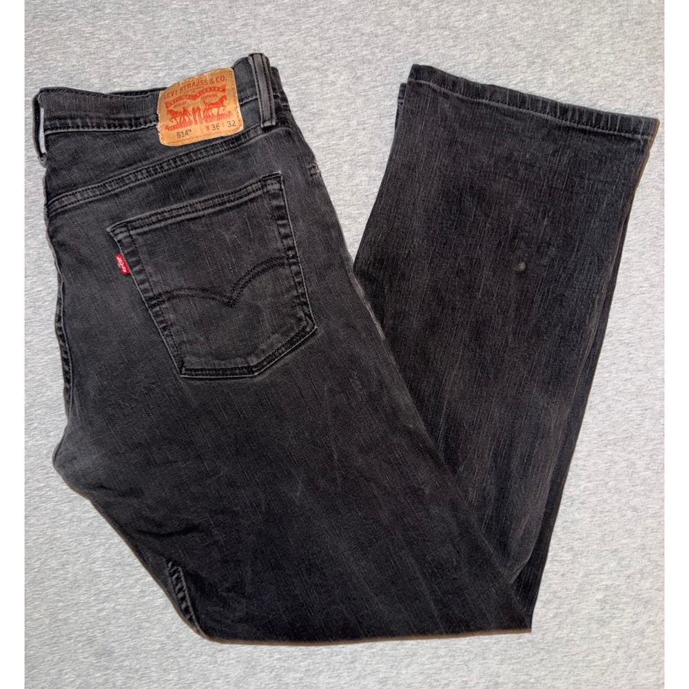 Levis 514 Mens Straight Fit Faded Black Jeans Size 36x32 Buttery Soft Heavy